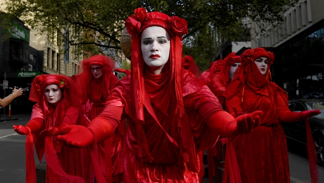 In Australia, hundreds of people took part in protests including the Red Rebels, a sub-group of Extinction Rebellion