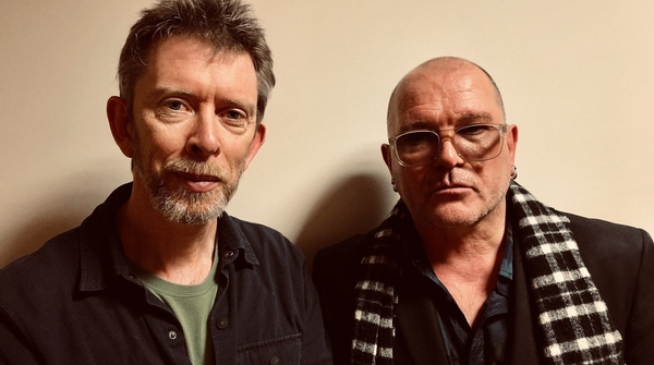 John Kelly (L) welcomes Gavin Friday (R) abord the Mystery Train
