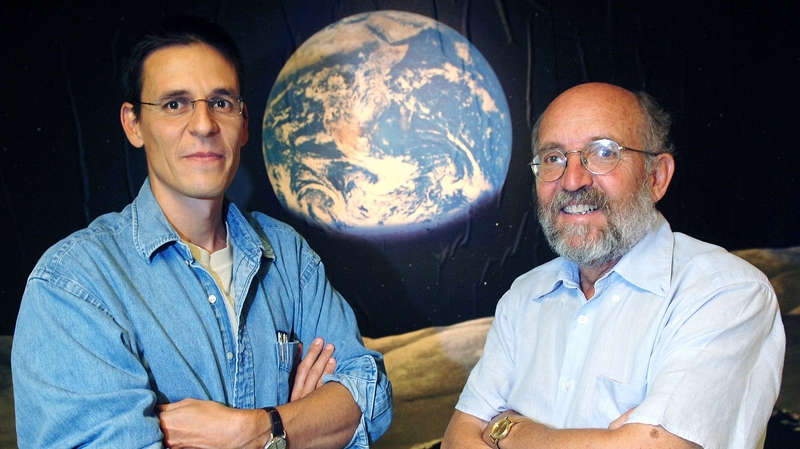 Swiss Astronomers Michel Mayor (R) and Didier Queloz (L) won one half of the Nobel Physics Prize