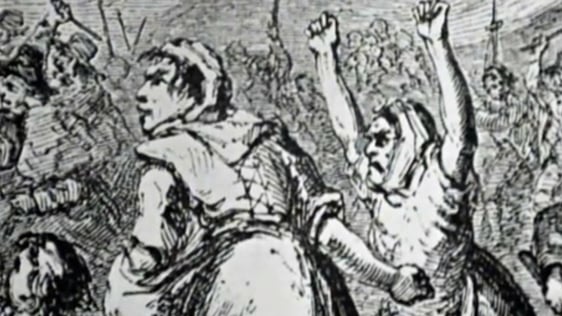 A faction fight in nineteenth century Ireland.