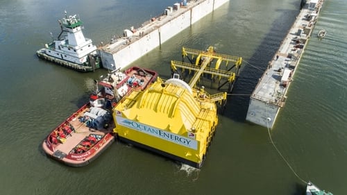 The OE 35 Buoy wave converter was built in Portland, Oregon