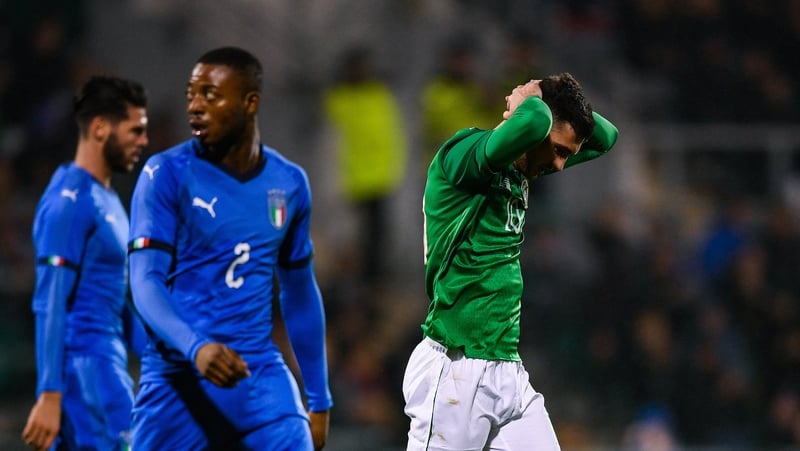 Troy Parrott was sent off midway through the second half of Ireland's draw with Italy