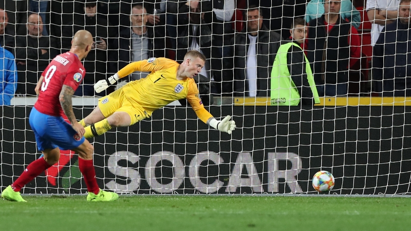 Zdenek Ondrasek slots a famous winner past Jordan Pickford in the England goal