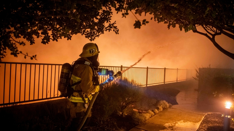 Firefighters battled the Saddleridge Fire in the San Fernando Valley