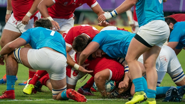 Smith goes over for the first Welsh try