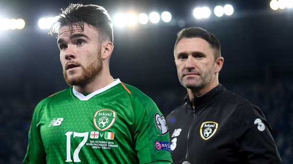 Aaron Connolly (L) is hoping to learn from Ireland assistant coach Robbie Keane