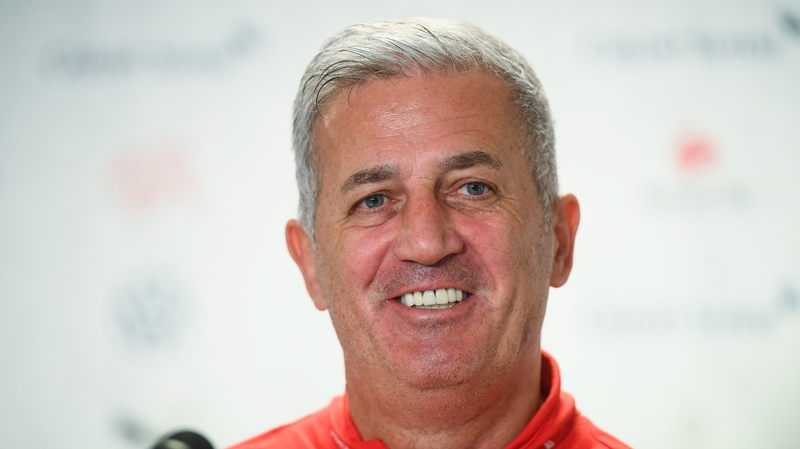 Switzerland manager Vladimir Petkovic speaking to the media in Geneva