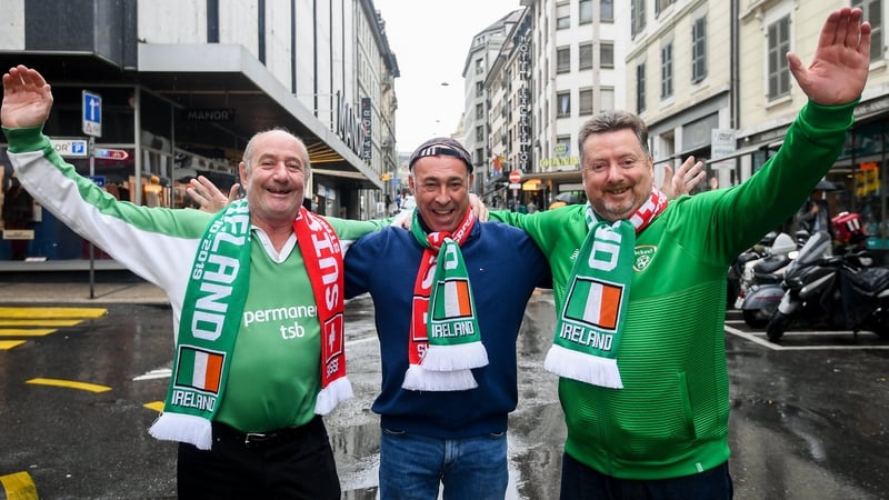 Ireland fans brought the weather with them to rainy Geneva