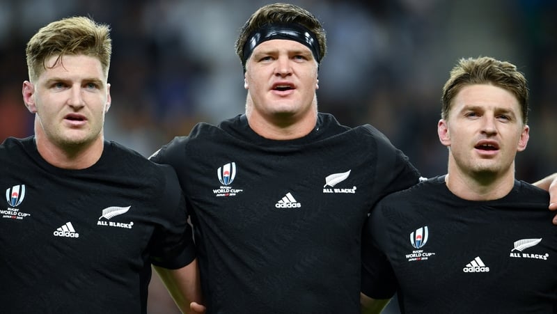 Jordie Barrett, Scott Barrett and Beauden Barrett before the Canada match