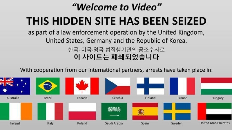 The 'Welcome to Video' website has been replaced with a seizure page