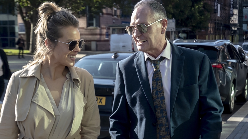 Paul Gascoigne, pictured leaving Teesside Crown Court with his personal manager Katie Davies