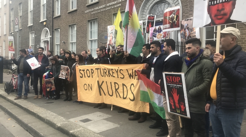 Today's demonstration was held outside the offices of the European Union in Dublin