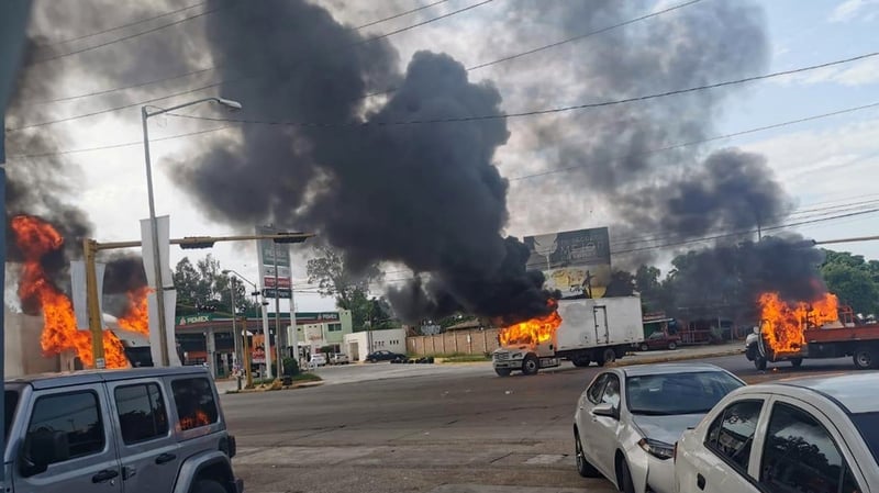 Simultaneously, fighters swarmed through the city of Culiacan, battling police and soldiers in broad daylight