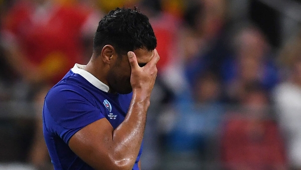 Sebastien Vahaamahina reacts to his second-half red card