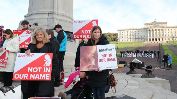 Protesters from both sides of the debate gathered outside Stormont