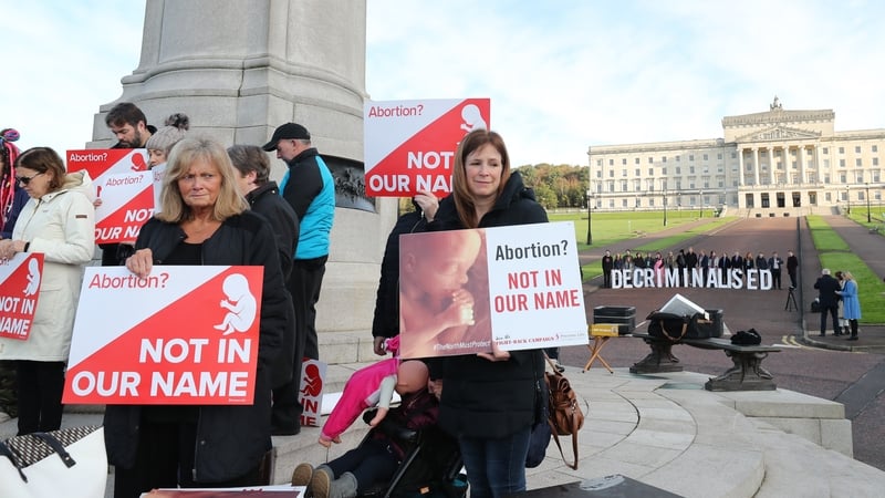 Protesters from both sides of the debate gathered outside Stormont