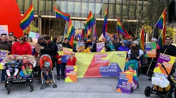 The protest took place outside the Department of Health