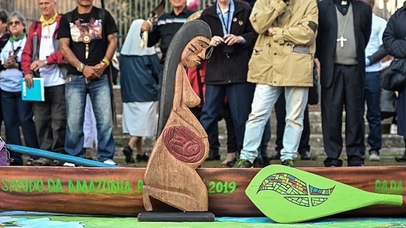 The stolen statues were replicas of a kneeling pregnant indigenous woman