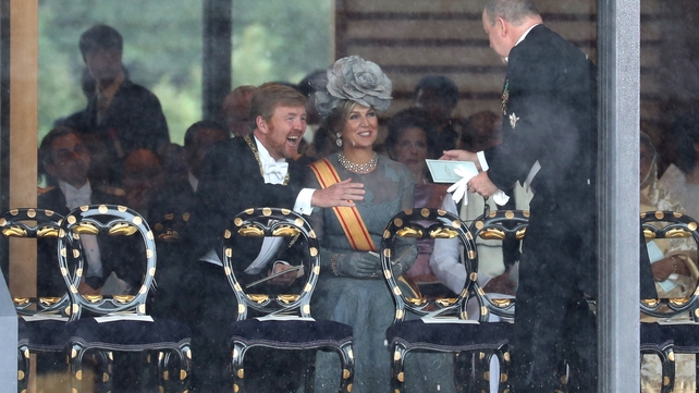 And old friends Monaco's Prince Albert (R) and King Willem of the Netherlands