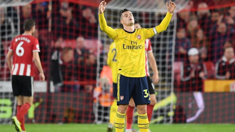 Granit Xhaka shows his frustration during the game against the Blades