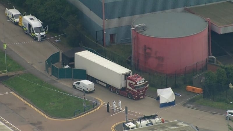 The scene in Essex where the bodies of 39 migrants were found in a refrigerated trailer last October