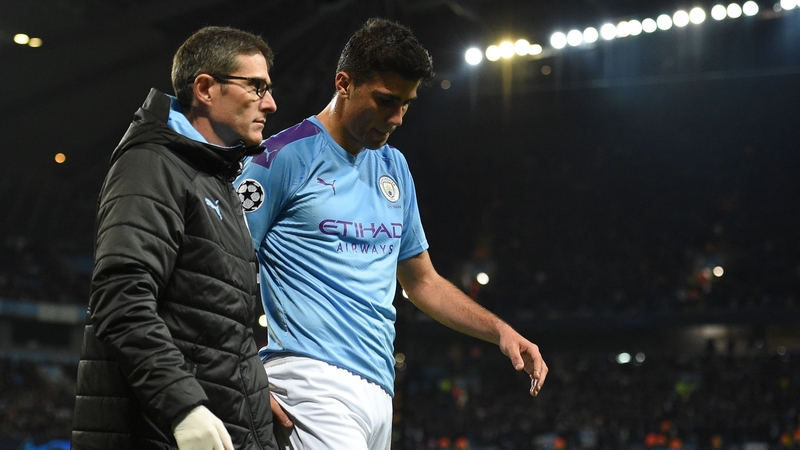 Rodri (R) leaves the pitch injured during win over Atalanta