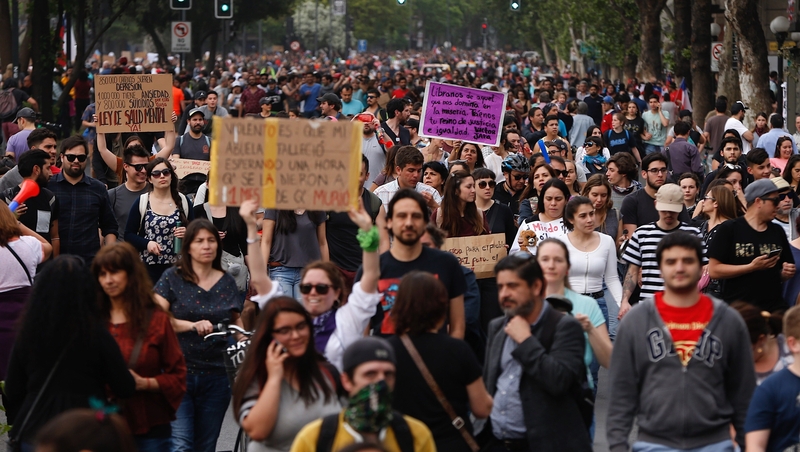 Protesters called for the resignation of Chilean President Sebastian Pinera