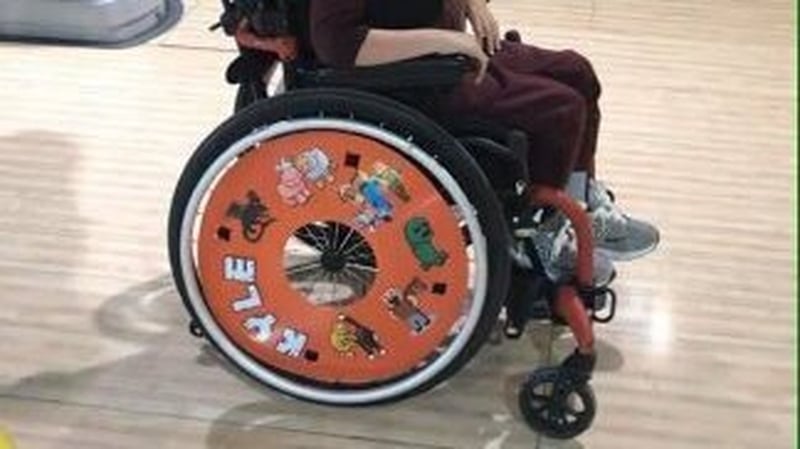 The wheelchair was specially made for Kyle Fitzgerald