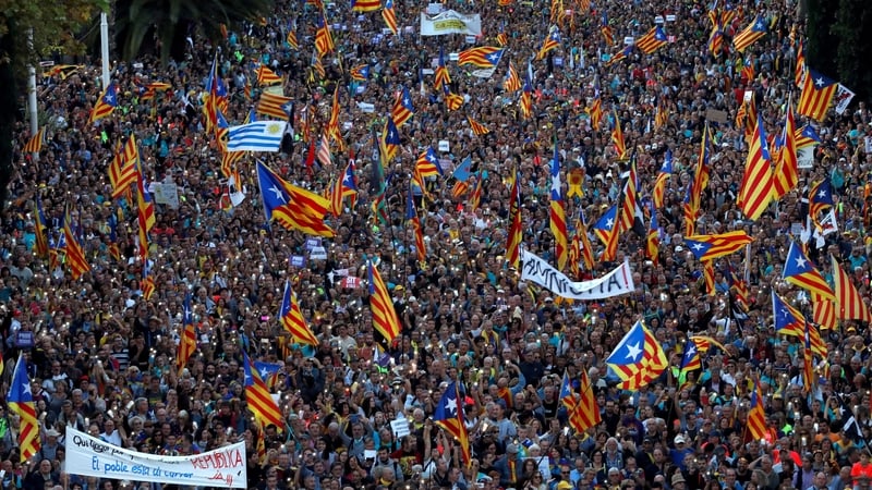 The turnout figure was given by the local police as vast crowds packed into a wide avenue running between the waterfront and the city's towering Sagrada Familia basilica