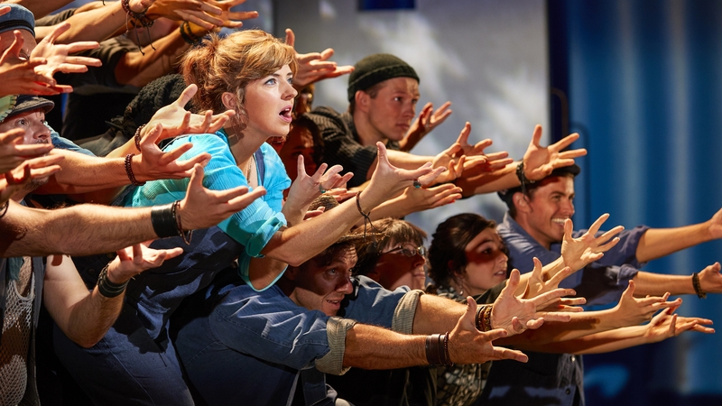 Sharon Sexton with the cast of Mamma Mia!