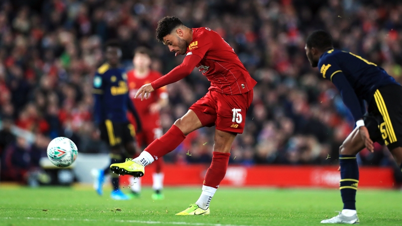 Alex Oxlade-Chamberlain scores against Arsenal