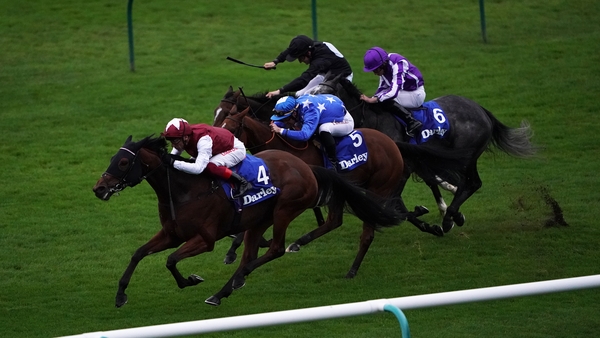 Fanny Logan (near side) won the Group Three Darley Pride Stakes at Newmarket on her most recent start