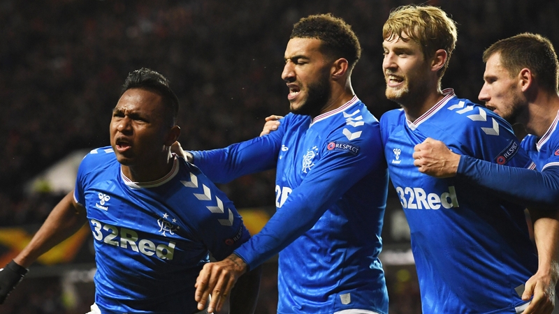 Rangers' Alfredo Morelos celebrates his goal
