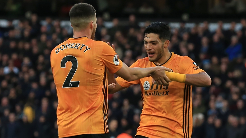 Raul Jimenez celebrates with Republic of Ireland international Matt Doherty