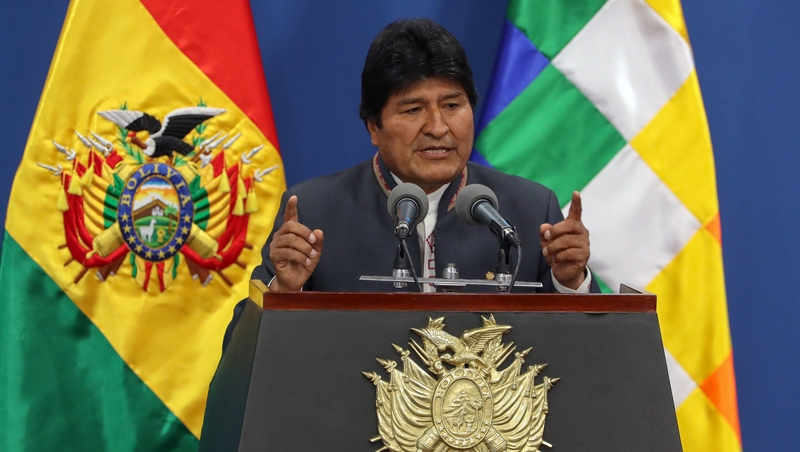 Former president of Bolivia Evo Morales delivers a speech in La Paz last month