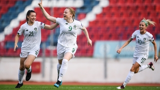 Amber Barrett celebrates her goal