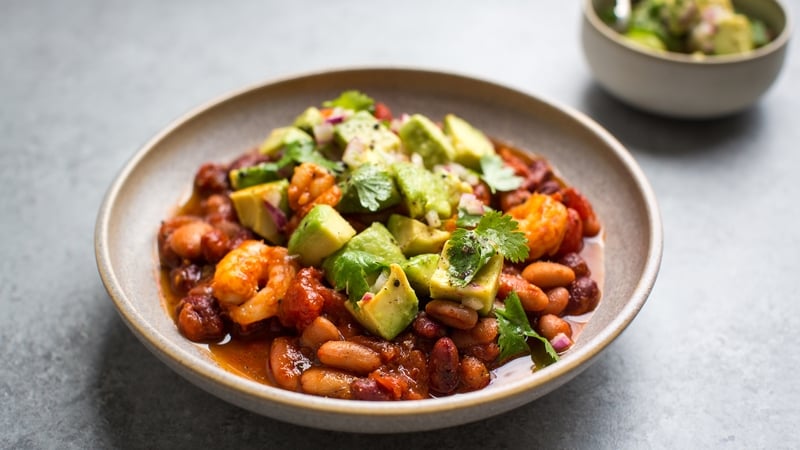 Spiced Prawns with Mexican Bean Stew