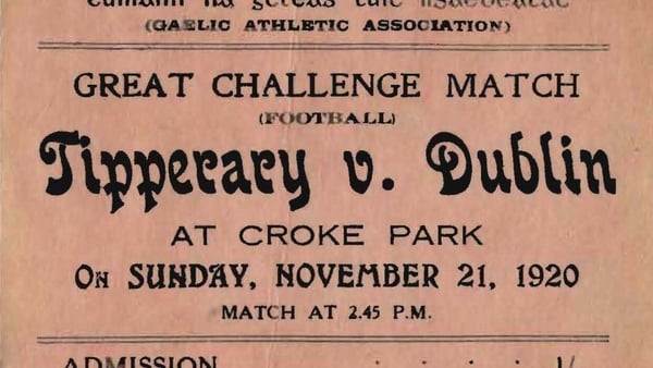 A ticket for the game at which 14 people were killed