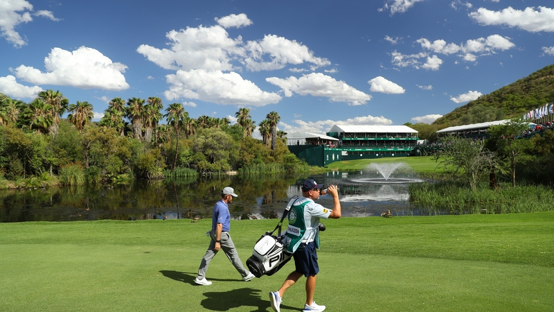 Louis Oosthuizen making his way up 18 en route to an impressive 63 at the Gary Player Country Club