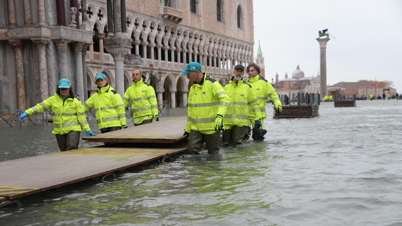 St Mark's Square has closed due to the flooding, as a clean up operation is under way