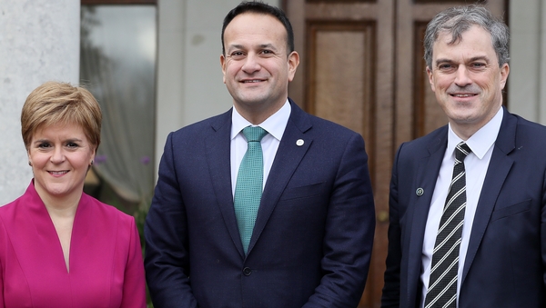 Nicola Sturgeon, Leo Varadkar and Julian Smith at the British-Irish Council meeting in Farmleigh