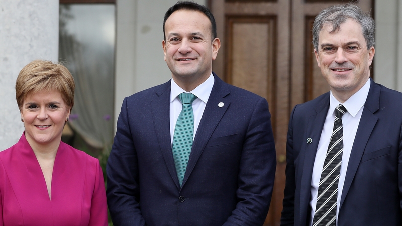 Nicola Sturgeon, Leo Varadkar and Julian Smith at the British-Irish Council meeting in Farmleigh