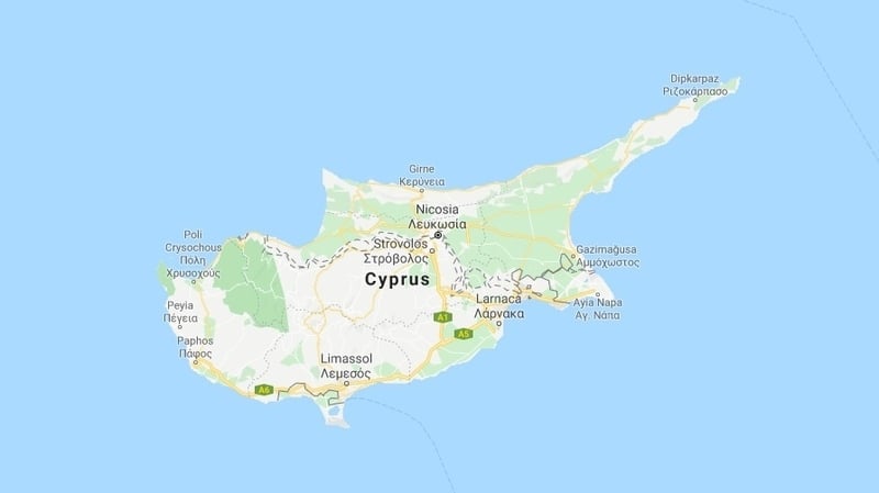 The island of Cyprus is divided along the dotted line (Pic: Google Maps)