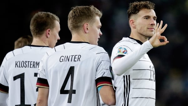 Leon Goretzka of Germany celebrates 2-0 with Matthias Ginter