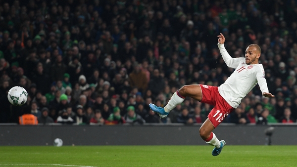 Martin Braithwaite scores against Ireland