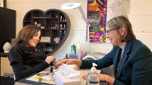 Sarah Dullea and The Crann Centre founder Kate Jarvey in Ms Dullea's new salon