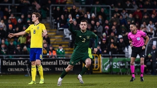 Lee O'Connor celebrates Ireland's equaliser