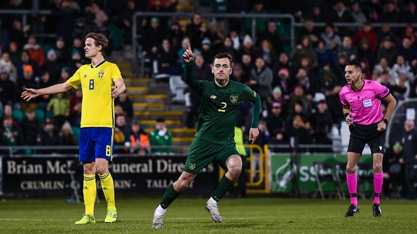 Lee O'Connor celebrates Ireland's equaliser