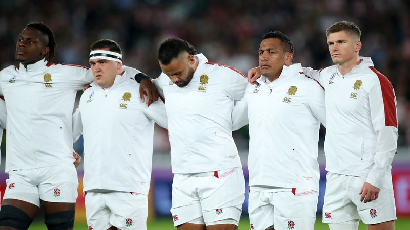 Maro Itoje, Jamie George, Billy Vunipola, Mako Vunipola and Owen Farrell before the recent World Cup final