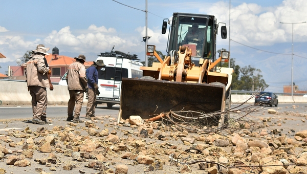 Supporters of Evo Morales have blocked roads around Bolivia's capital, La Paz